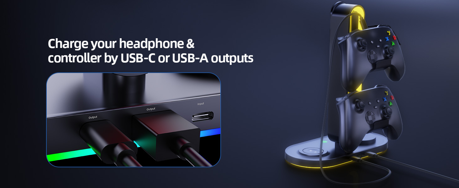 RGB Headphone Stand with Wireless Charging