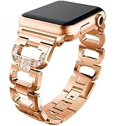 Strap Compatible with Apple Watch 41mm Band - Metal Stainless Steel with Crystal Diamond Shiny Rh...
