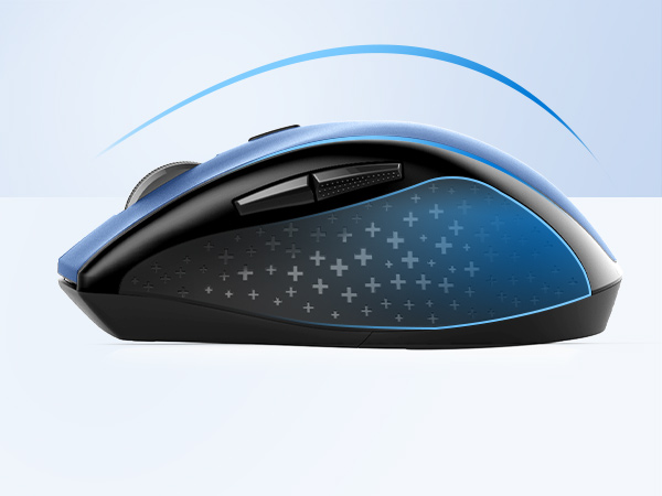 a blue and black mouse with a blue and black design.