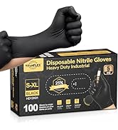 TitanFlex Black Nitrile Disposable Gloves, 5 Mil, Fully Textured, Heavy Duty Industrial Gloves, L...