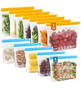 IDEATECH 12Pack Reusable Food Storage Bags Dishwasher Safe,Leakproof Gallon Freezer Bags, BPA Fre...