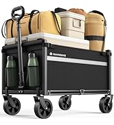 Wagons Carts Foldable, Collapsible Wagon Cart Foldable, 330LBS Heavy Duty Folding Wagon Carts wit...
