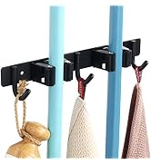 Alise Stainless Steel Broom Mop Holder and Utility Hooks Wall Mount Storage Organizer Heavy Duty ...
