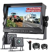 Venluna Dual RV Backup Camera System for Truck, 7" Split Screen DVR Monitor | Wired 1080P IR Nigh...