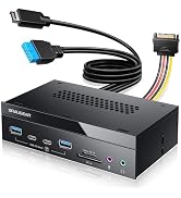 GRAUGEAR 5.25 Inch 10Gbps USB 3.2 PC Front Panel Card Reader with Audio Ports, SD/microSD Interna...