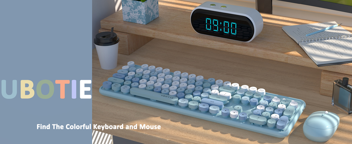 Blue colorful wireless keyboard and mouse