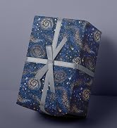 RiukRaiu Galaxy Wrapping Paper for Kids - Blue Gold Night Sky Nebula Star Gift Wrap for Birthday,...