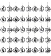 Suwimut 40 Pack Mirror Disco Ball, 2 Inch Silver Hanging Disco Light Mirror Ball with Attached St...