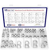600 Pcs Aluminum Crush Washer Assortment Kit – 18 Sizes Oil Drain Plug Gasket Assortment, Drain P...