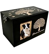 PRESSINART Tree of Life Pet Urn Wooden Pet Urn Box Tree Words Pattern Rectangle Storage Container...