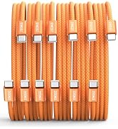 ZEDKO 60W USB C to USB C Cable Fast Charging Nylon Braided Type C to Type C Charging Cable 6-Pack...