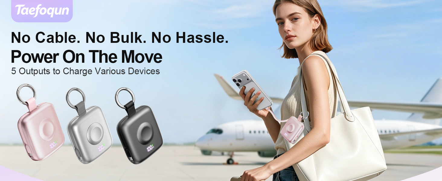 W9 portable charger with built-in cables
