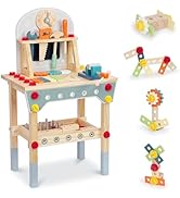 WoodenEdu Kids Tool Bench with 86Pcs Accessories, Wooden Toddler Workbench for Boys Girls Age 3-5...