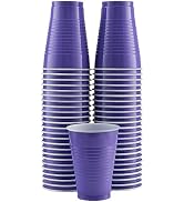 Amcrate Disposable Plastic Cups, Purple Colored Plastic Cups, 12-Ounce Plastic Party Cups, Strong...