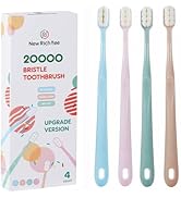 newrichbee [Upgrade Version 4 Pack Micro Nano Extra Soft Toothbrush for Adult,20000 Soft Bristle ...