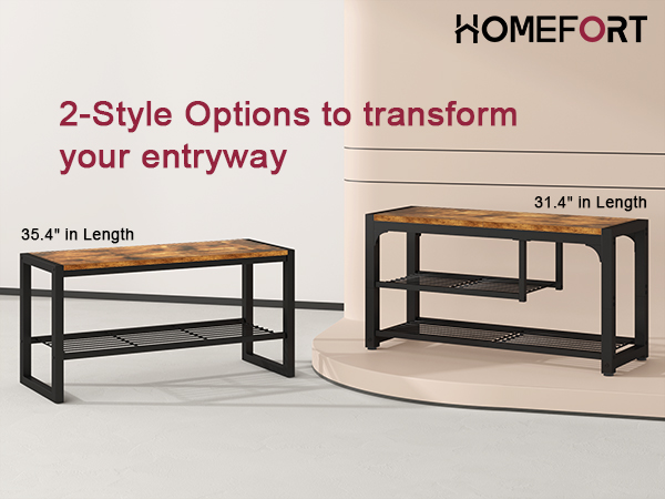 HOMEFORT Modern Industrial Shoe Bench