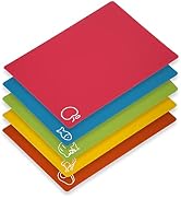 5 Pieces Flexible Cutting Boards, BPA Free Plastic Cutting Boards for Kitchen, Non Slip Cutting M...