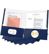 Zzrywuty File folders with Pockets,Navy Blue Two folders for documents,50 Pack Paper Folders with...