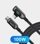 SOOPII 100W Right Angle USB C to USB C Cable,4FT Zinc Alloy Braided Type-C Cable with LED Display...