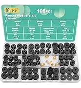 XBVV 106 PCS Faucet Washer Assortment Kit with Assorted Flat and Beveled Rubber Washers for Outdo...