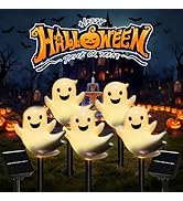 Halloween Solar Lights for Outdoor Decorations, 5 Pack Ghost Pathway Lights, Solar Ghost Lights f...