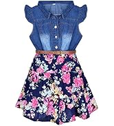 YJ.GWL Girls Dresses, Denim Tops Flower Girls Dress, Princess Dresses for Girls, Girls Spring Sum...