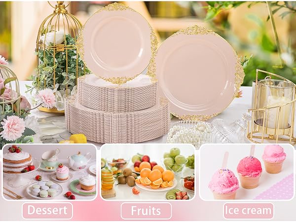 Pink plastic plates