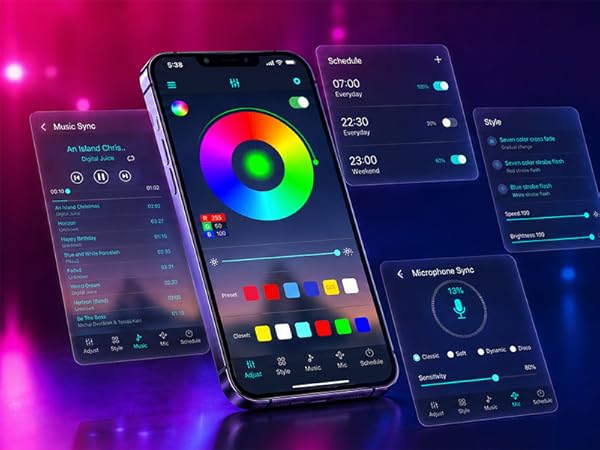 samrt led strip lights app control music sync
