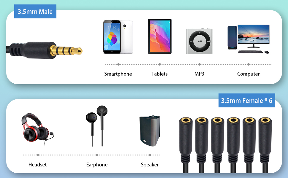3.5mm headphone splitter extension