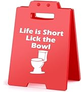 MQCLYSG Funny Bathroom Toliet Sign Decoration Decor Life is Short Lick the Bowl,Washroom Funny Re...