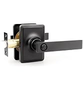 GOBEKOR Black Privacy Lever Door Handle Interior Square Bedroom Door Knobs with Greenwich Trim Re...