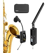Saxophone Microphone, UHF Rechargeable Wireless Instruments Microphone System with Transmitter an...