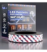 Shine Decor Outdoor Patriotic Rope Light, 4th of July LED Rope Lighting Red Blue Spiral Splice, -...