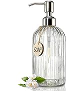 JASAI 18 Oz Clear Glass Soap Dispenser with Rust Proof Stainless Steel Pump, Refillable Liquid Ha...