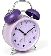 Noubnea 4.5" Loud Alarm Clock for Heavy Sleepers, Metal Battery Operated Alarm Clocks with Light ...
