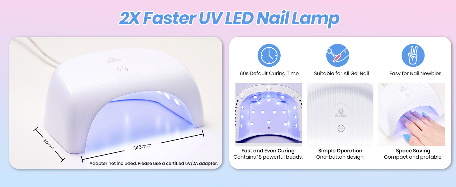 Beetles Gel Nail Polish Kit with U V Light - 32 Colors Gel Polish and Cat Eye Top Coat 68 Pcs