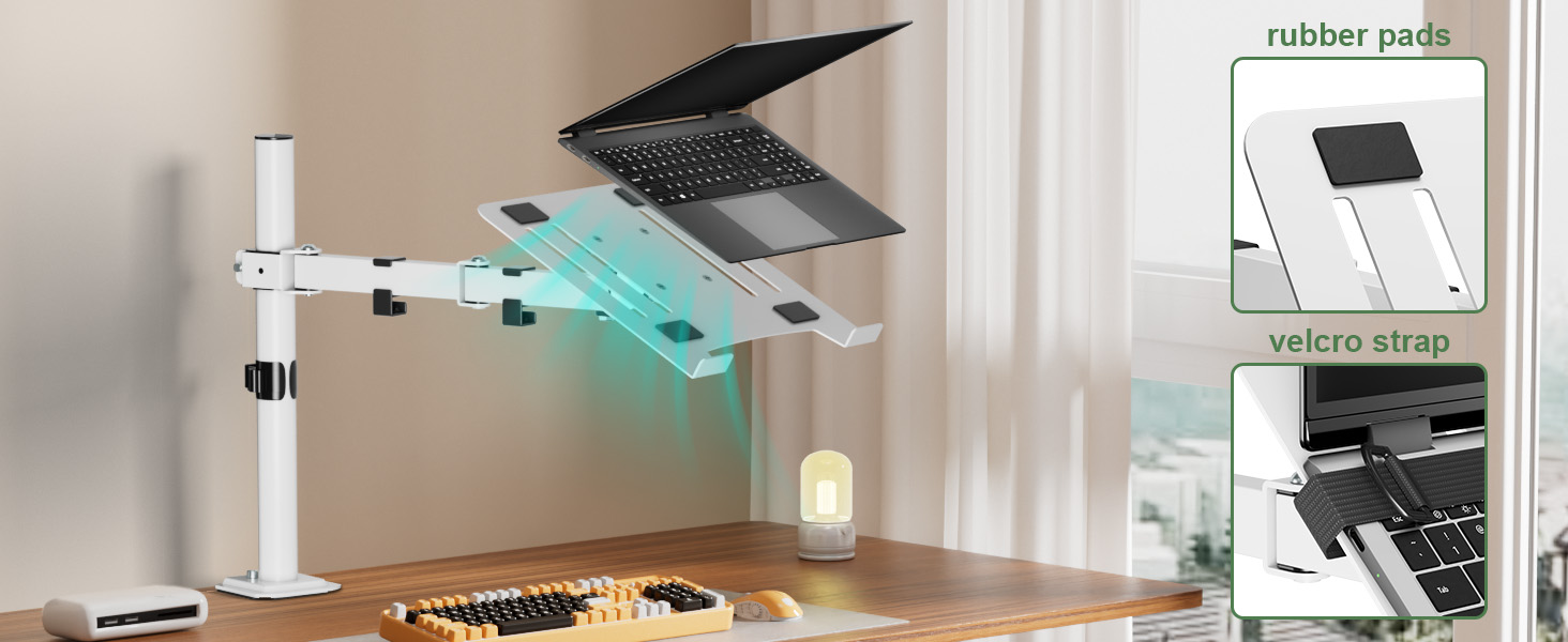 laptop stand mount with cooling vented tray