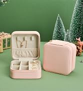 Vlando Small Travel Jewelry Box Organizer Display Case for Girls Women Gift Rings Earrings Neckla...