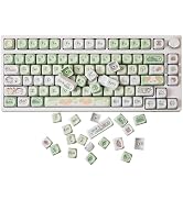 GK GAMAKAY Green White Puppy Keycaps Set, MOA Profile PBT Keycaps-132 Keys | Five-Sided Thermal S...