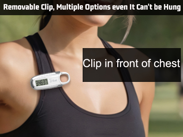 U-Trak 3D pedometer for walking with removable clip