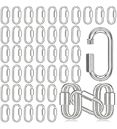 50PCS 2 Inches Chain Quick Links, M5 Galvanized Steel Thread Heavy Duty Carabiner Clips, 3/16" Lo...