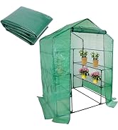 SHANGXING Walk-in Greenhouse Replacement Cover with Roll-Up Zipper Door- 56"x56"x76" PE Plant Gar...