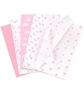 Larcenciel Tissue Paper, 50 Pcs Baby Feet Print Pink Tissue Paper for Gift Bags Gift Wrapping, Cu...