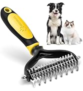 MIU COLOR Pet Grooming Brush, 2 Sided Undercoat Rake for Dogs & Cats, Professional Deshedding Bru...