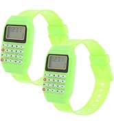 Mikikit Mens Watch 2pcs Time Universal Watch- Calculator, for Color Calculator Portable, Green Pr...