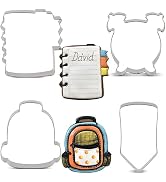 LILIAO Back to School Cookie Cutter Set - 4 Piece - School Bag, Alarm Clock, Note Book and Pencil...