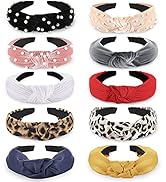 Funtopia Fashion Headbands for Women Girls, 10 Pcs Knotted Pearl Wide Top Knot Turban Hair Bands/...