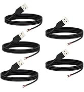 shibagoods USB 2.0 Male 2Pin Pigtail Cable 3.28ft (1M), 24AWG,2A 5V Type A USB Extension Cable,DI...