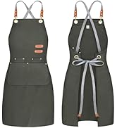 BeLuyi chef apron bib tool apron for man woman cross back straps with 4 pockets for kitchen cooki...