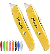 TIFICAL 2-Pack Box Cutters, Heavy-Duty Utility Knife, Durable All Metal Box Cutter Retractable, B...